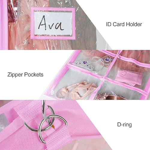 Miniatura 9 de Univivi Bolsas para disfraces de baile de PVC negro transparente de 40 pulgadas para competiciones de baile, con 4 bolsillos medianos transparentes