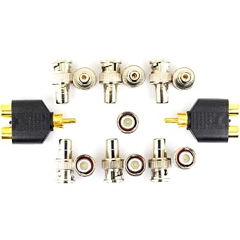 BNC Male to RCA Female Adapter Converter Connector for CCTV Security Camera and 2in1 RCA for Audio Connector 15pcs in Pack