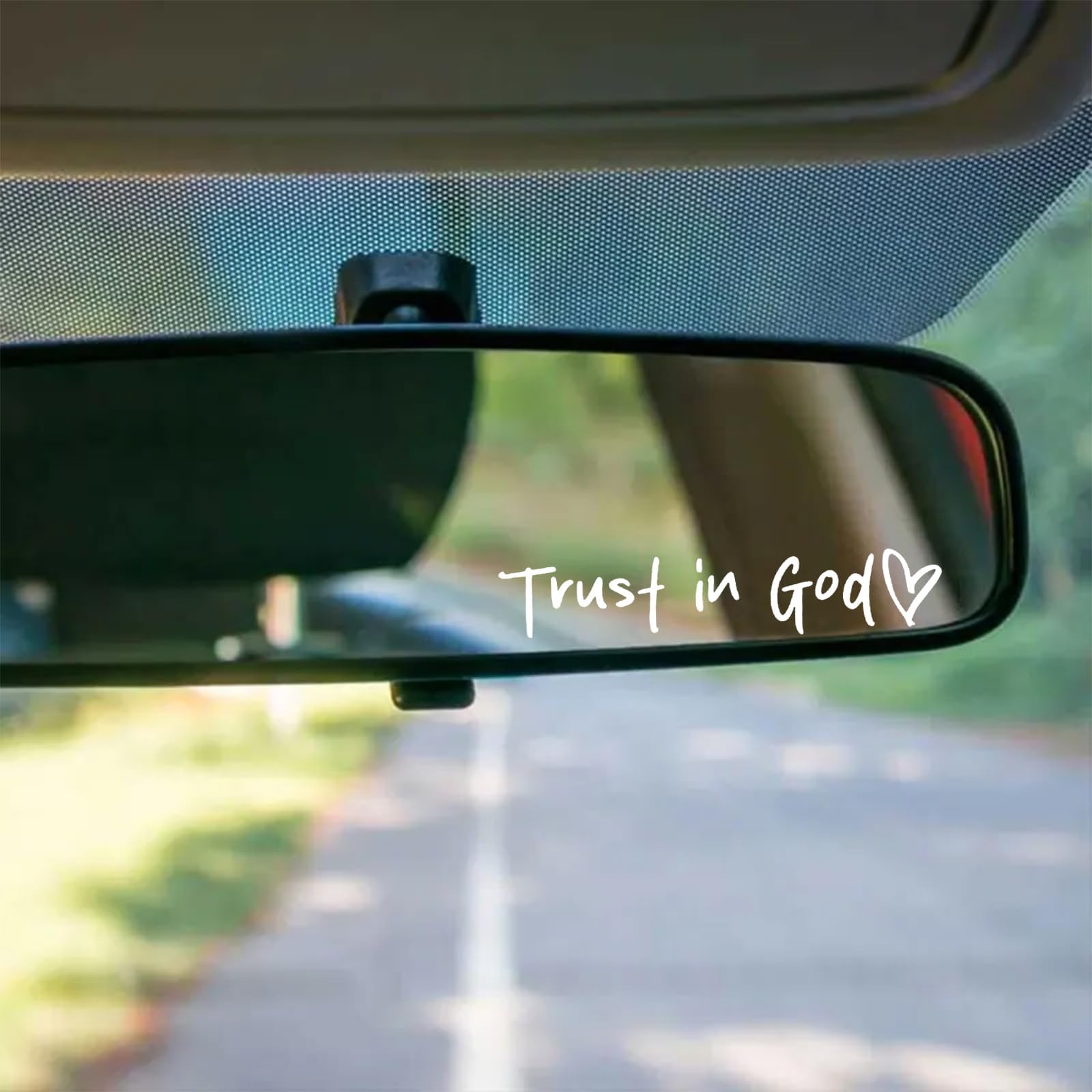 Rear View Mirror Stickers Car Decals 3PCS Vinyl Trust in God Mirror Sticker Interior Accessories Gift Idea for Women (White)