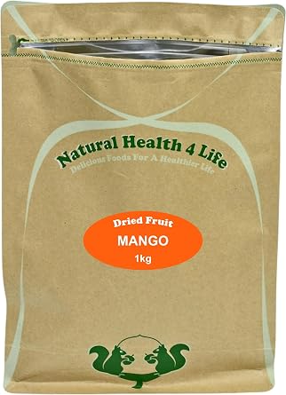 Natural Health 4 Life Dried Mango Slices 1kg - Large 6-9cm Dried Mango Strips - No Added Sugar, Vegan & Gluten-Free - Produce of Cambodia, (1 pouch)