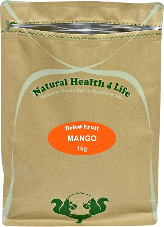 Natural Health 4 Life Dried Mango Slices 1kg - Large 6-9cm Dried Mango Strips - No Added Sugar, Vegan & Gluten-Free - Produce of Cambodia, (1 pouch)