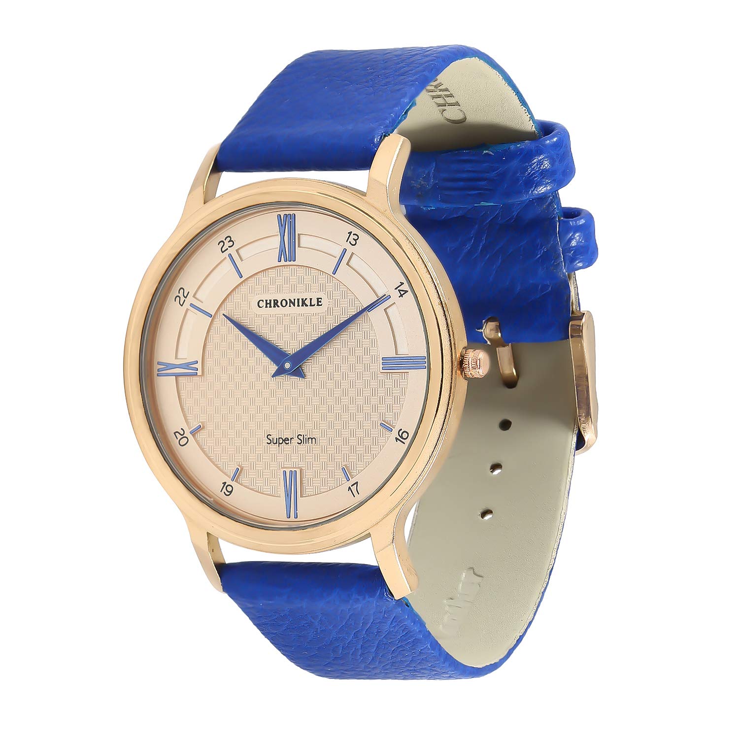 CHRONIKLE Designer Mens Wrist Watch (Dial Color:Golden | Band Color: Blue, Leather Strap) (B07L4RHKL1) Amazon Price History, Amazon Price Tracker