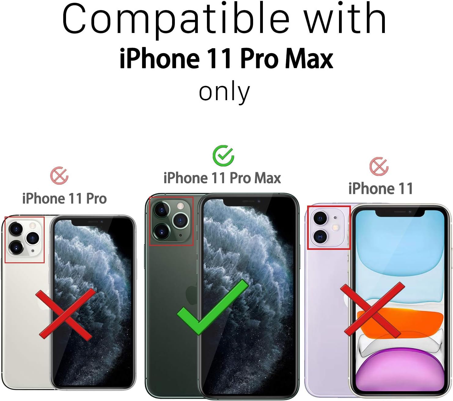 Ferilinso Case for iPhone 11 Pro Max Cases, Stylish Dual Layer Hard PC Back Case with Ring Grip Kickstand & Support Magnetic Car Mount Function Cover for iPhone 11 Pro Max Case (Black)