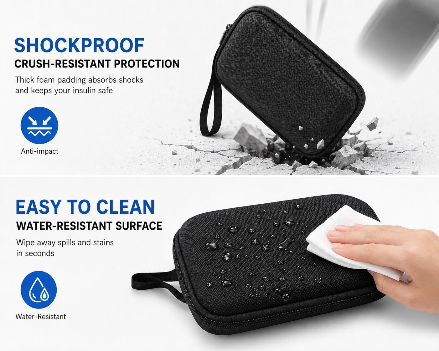 Peptide Case for Fridge, BAC Water and Insulin Vial Holder, Peptide Storage Case for Travel, 7x3ml + 3x10ml + 1x30ml Vial Storage with Mesh Pocket, (Case Only)