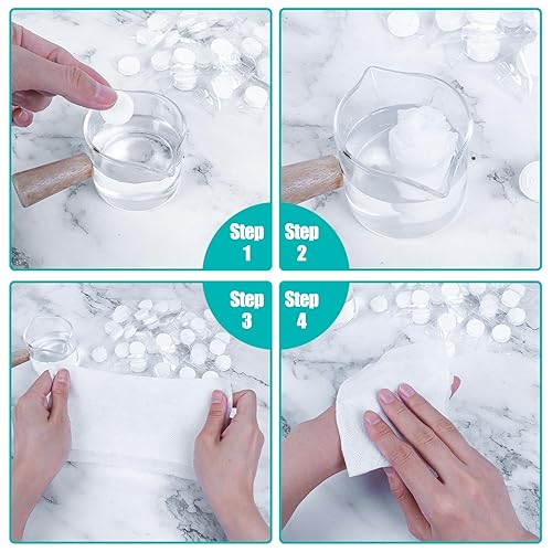 Miniatura 3 de 200 tabletas de toalla comprimidas, mini tabletas desechables comprimidas, pañuelos de monedas a granel, toallas faciales desechables y portátiles