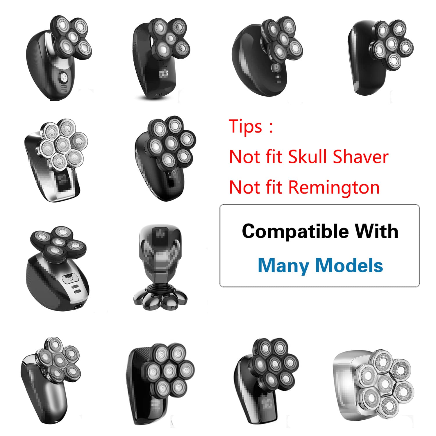 Cabezales de repuesto para afeitadora de 5 cuchillas para hombres calvos, afeitadora eléctrica fácil de limpiar con cubierta de cuchilla 3
