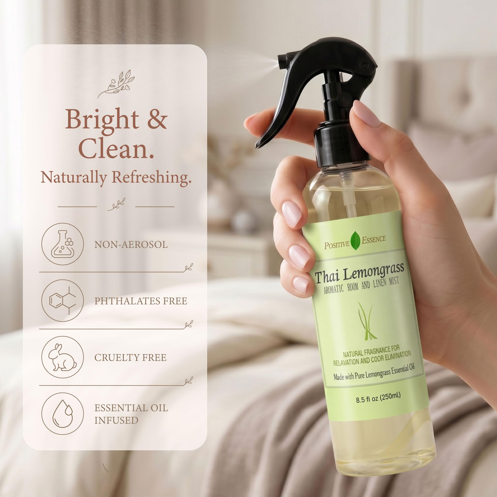Lemongrass Room Spray & Linen Spray, Home Fragrance, 8.45 fl oz view 2