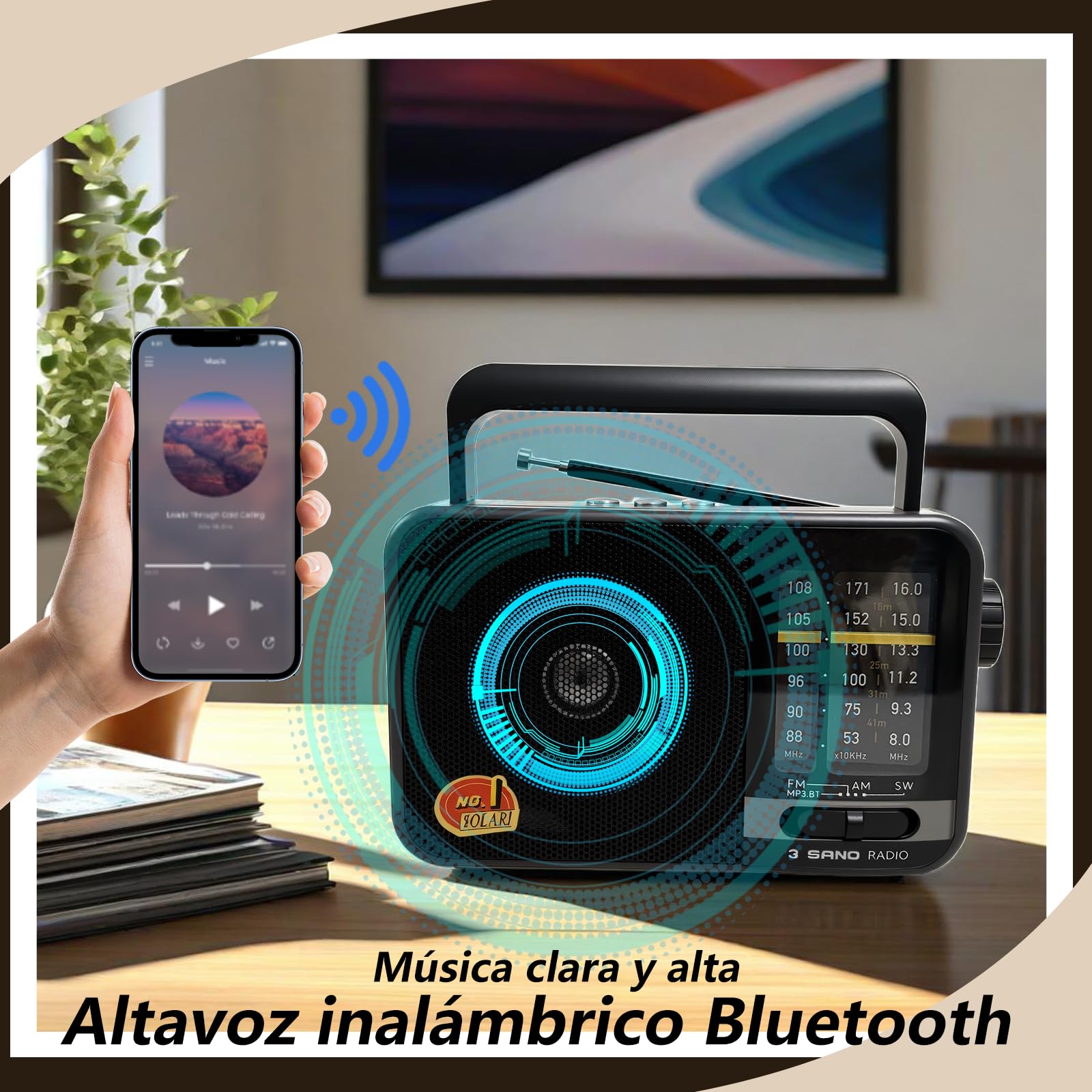 Transistor Radio Portatil con Panel Solar y Batería de 1200 mAh, Receptor Am/FM/SW con Altavoz de 8W/TWS/USB/Tarjeta TF, Radio Solar Pequeña Ideal para Camping, Emergencia y Exteriores (Gris)