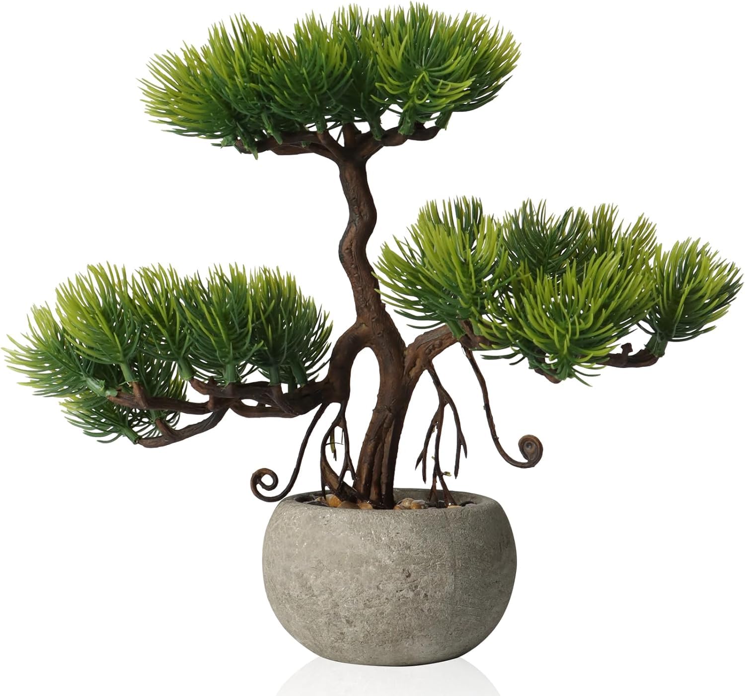 TOARTi Artificial Topiary Cedar Trees,Tall Realistic Decorative Plants,Indoor Faux Pine Shrubs Potted,Green Tree Desk Decoration for Home Bedroom Bathroom Office Shelf Table Decor 17.5x8.6x21.5cm