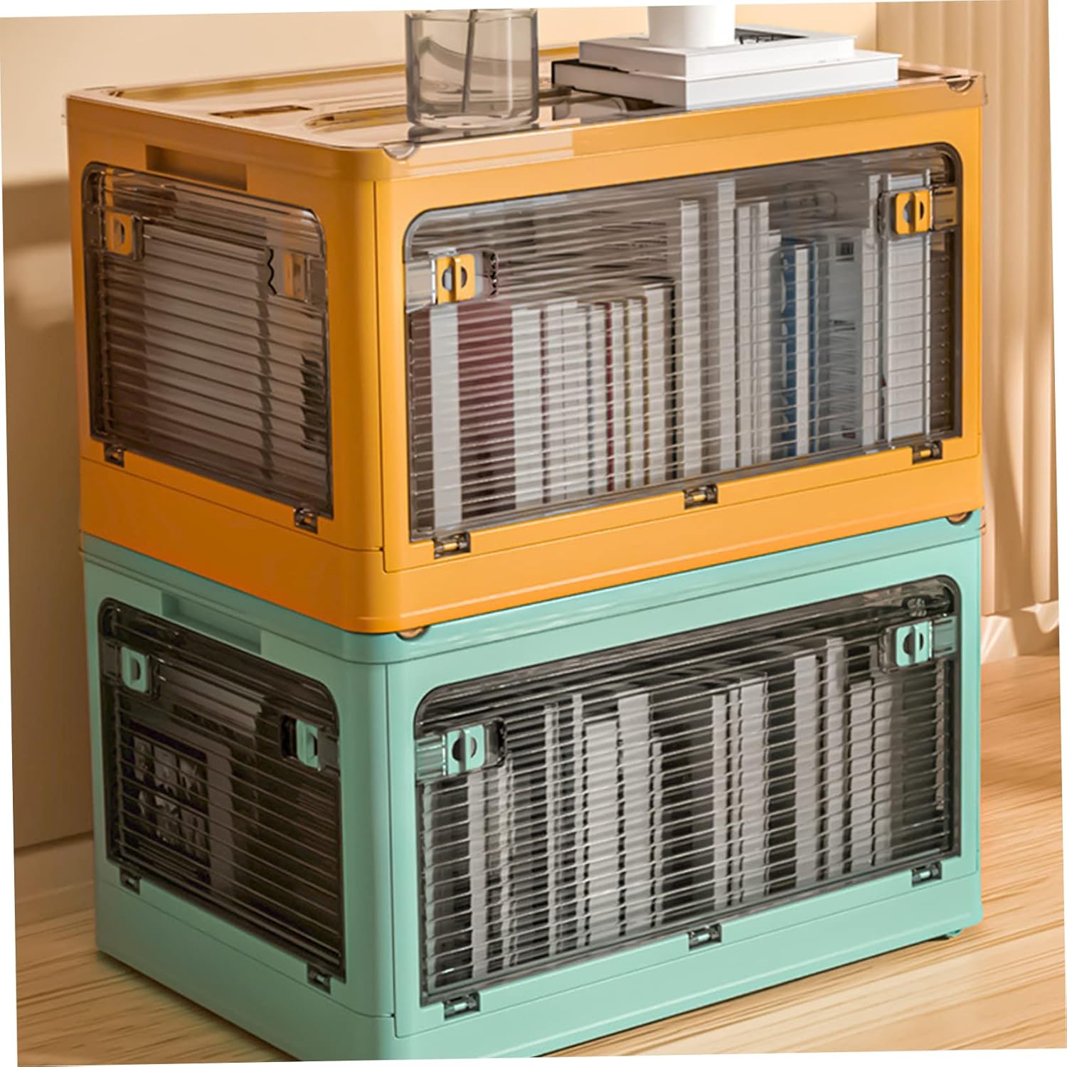 Foldable Storage Box Wheels Multi-function Sundries Organizer for Home Office and Hotel Use Convenient Lock Design and Easy Access Cover