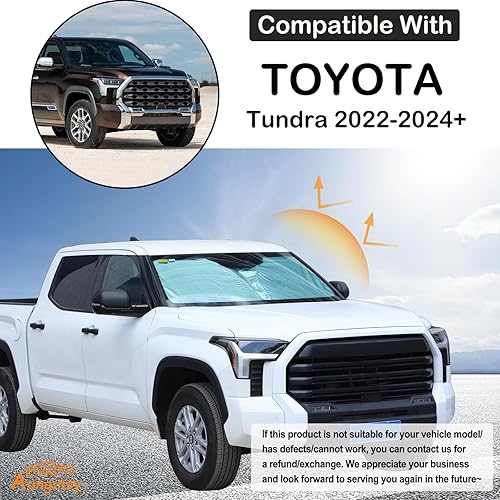 Miniatura 10 de Parasol para parabrisas delantero de automóvil compatible con Toyota TundraSequoia 2022-2024, parasol plegable reflectante para rayos UV y