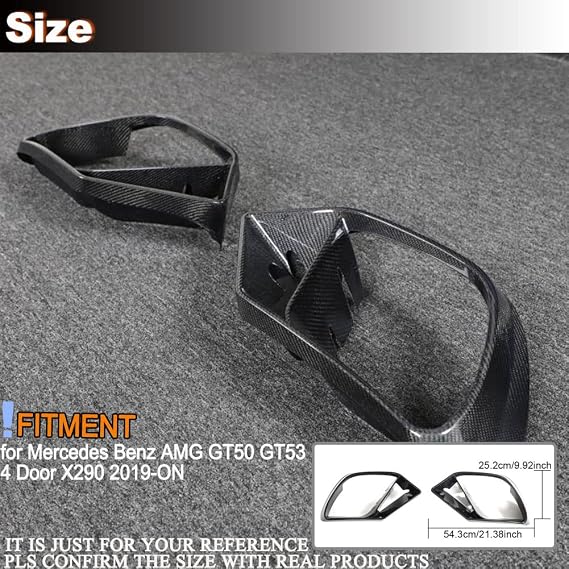 Carbon Fiber Front Bumper Air Vent Cover Fins fits for Mercedes Benz AMG GT GT50 GT53 GT43 4-Door X290 2019-2022 Front Bumper Light Grille Fog Lamp Grill Cover Factory Outlet