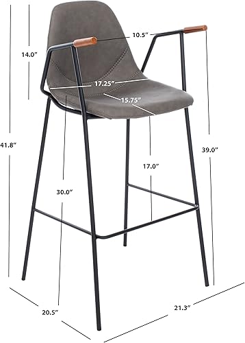 Miniatura 3 de Safavieh Home Collection Tanner Taburete de bar gris ceniza Mid-Century