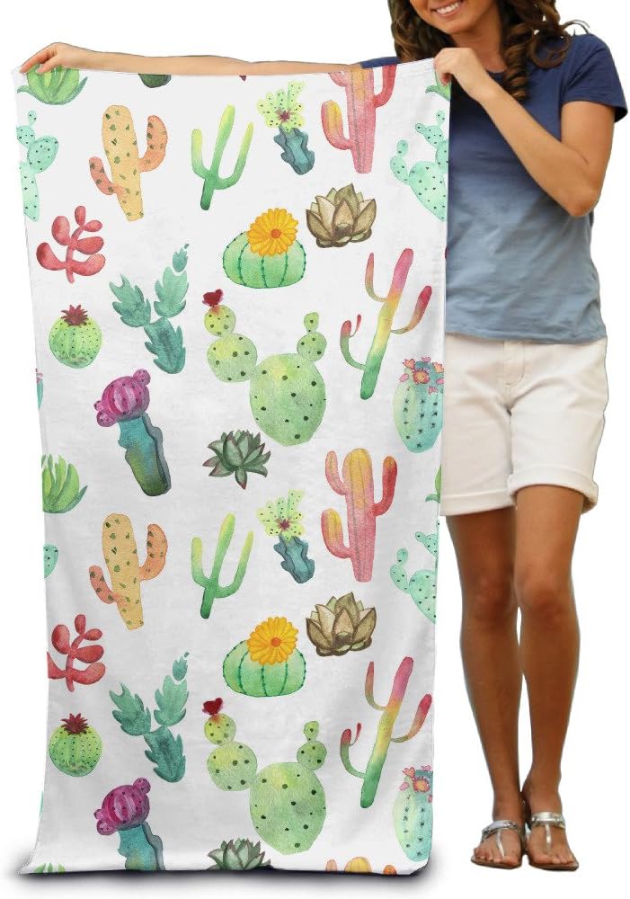 Colorful Vibrant Cactus Succulents 100% Polyester Beach Towel Chair (31" X 51") Thick Soft Quick Dry Lightweight Towels Blanket