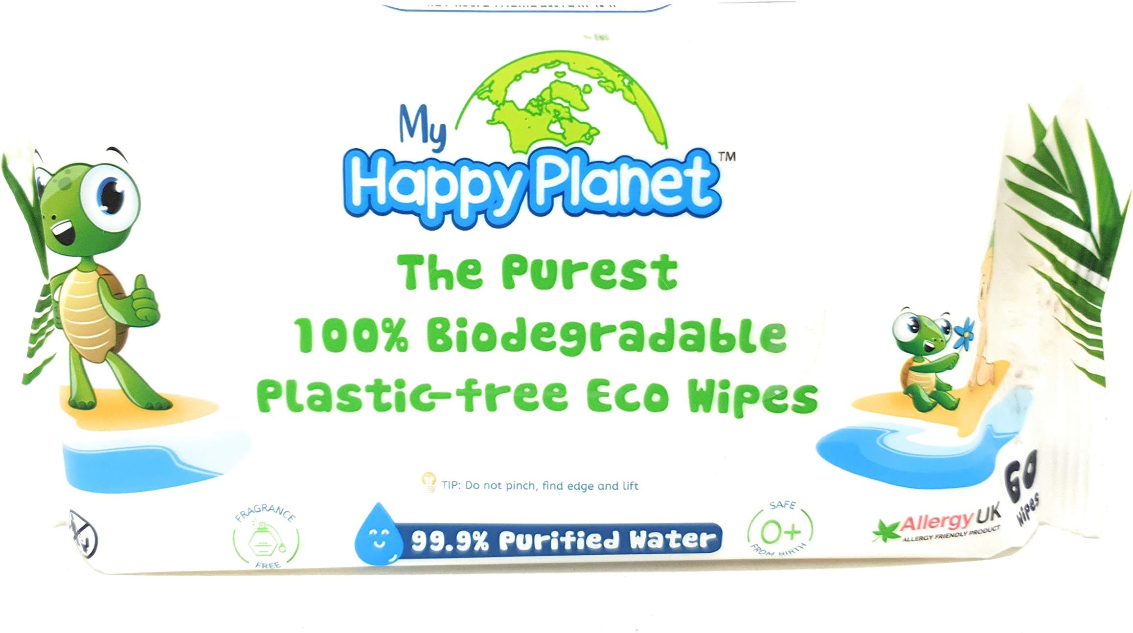 My Happy Planet Original Eco Friendly/Bio-degradable/Plastic Free baby water wipes suitable for Sensitive newborn premature baby skin, white