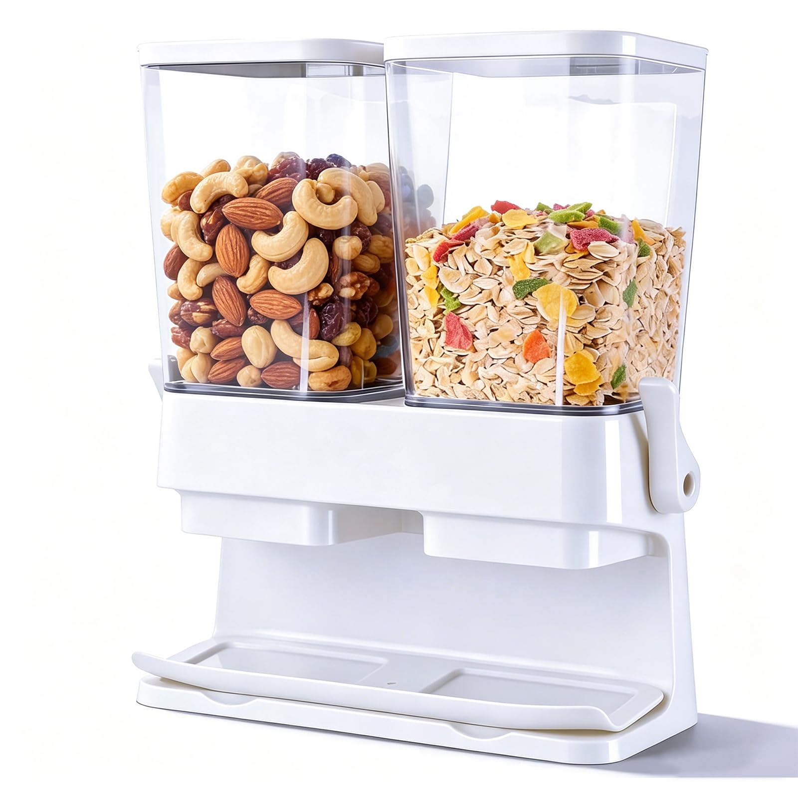 Set di 2 dispenser per cereali, 3 l, ermetici, di grande capacità, per conservare il riso automatico, contenitori trasparenti con coperchio, per cereali, snack e cereali (bianco)