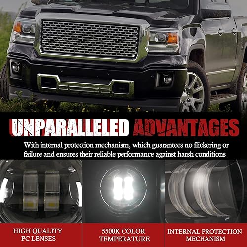 Miniatura 4 de BUNKER INDUST Luces antiniebla LED para GMC Sierra 1500 2014-2015, kit de lámpara antiniebla de conducción de parachoques