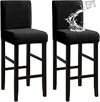 Vista 23 de FORCHEER - Juego de 2 fundas para taburete de bar con respaldos, aspecto de cuero, para taburetes de bar de respaldo corto, extraíbles y lavables