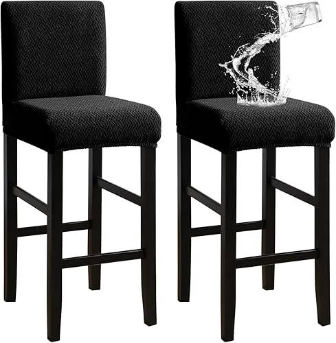 Miniatura 23 de FORCHEER - Juego de 2 fundas para taburete de bar con respaldos, aspecto de cuero, para taburetes de bar de respaldo corto, extraíbles y lavables (2