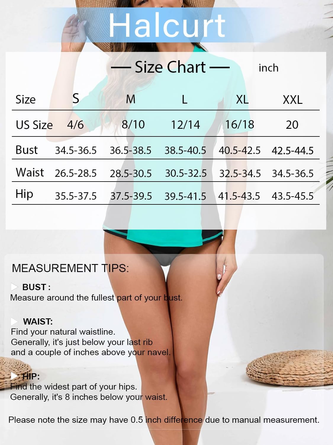 Halcurt Women's Short Sleeve Rash Guard Swimsuit Top with Built in Bra Swim Shirt UPF50+ Quick Dry Bathing Suit - Image 6