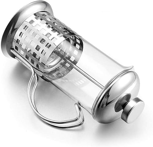 Miniatura 2 de Prensa de filtro compacto Hervidor de vidrio de borosilicato de alta olla de 11.8 fl oz con mango antiquemaduras Cafetera portátil de acero