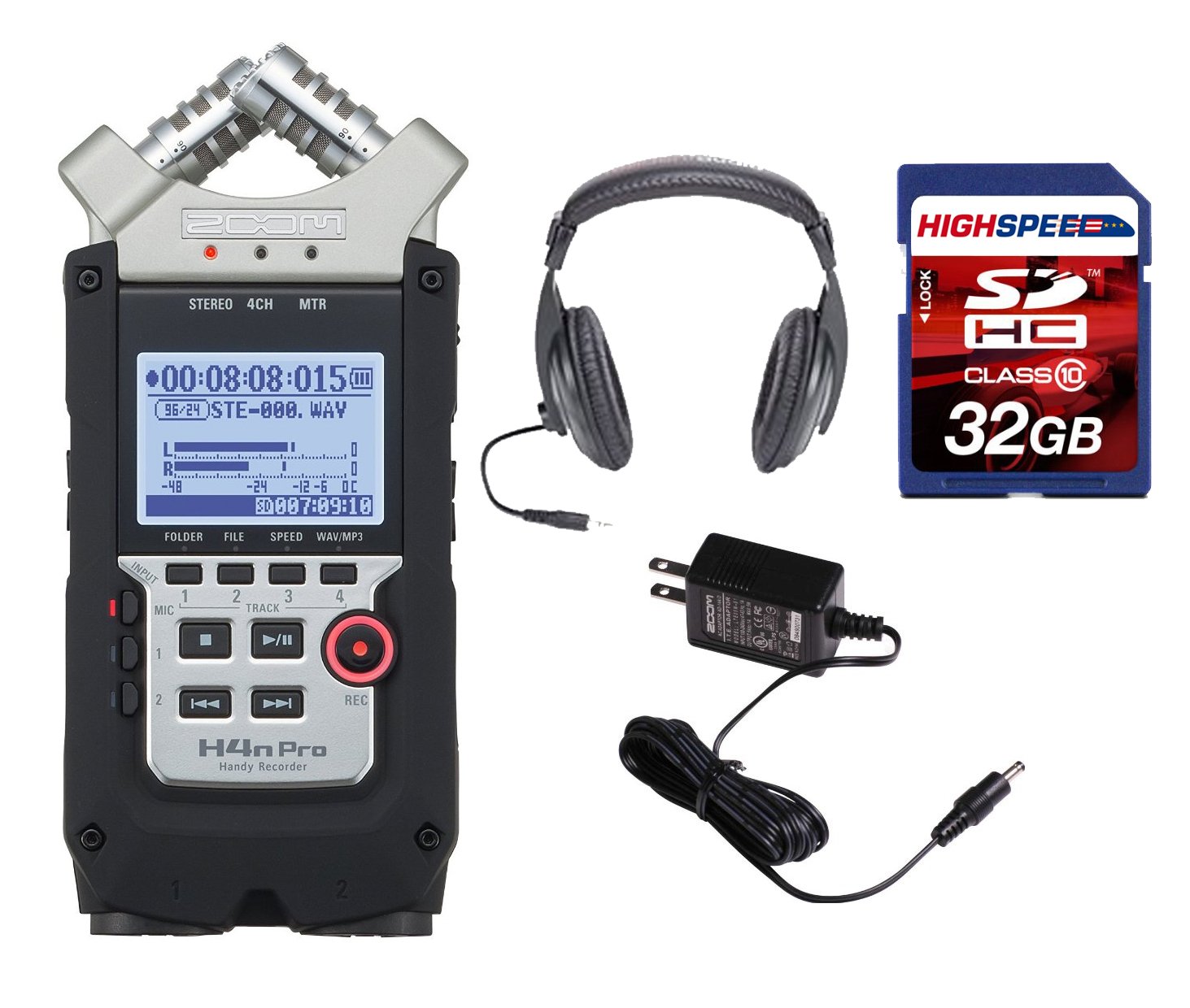 Zoom H4N Pro Digital Multitrack Recorder (2016 Version) + Zoom AD14A/D