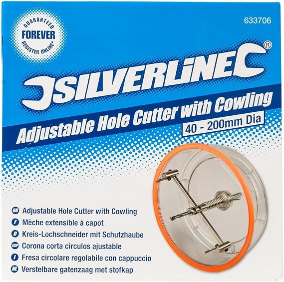 Silverline Tools - Adjustable Hole Cutter with Cowling - 40-200mm Dia