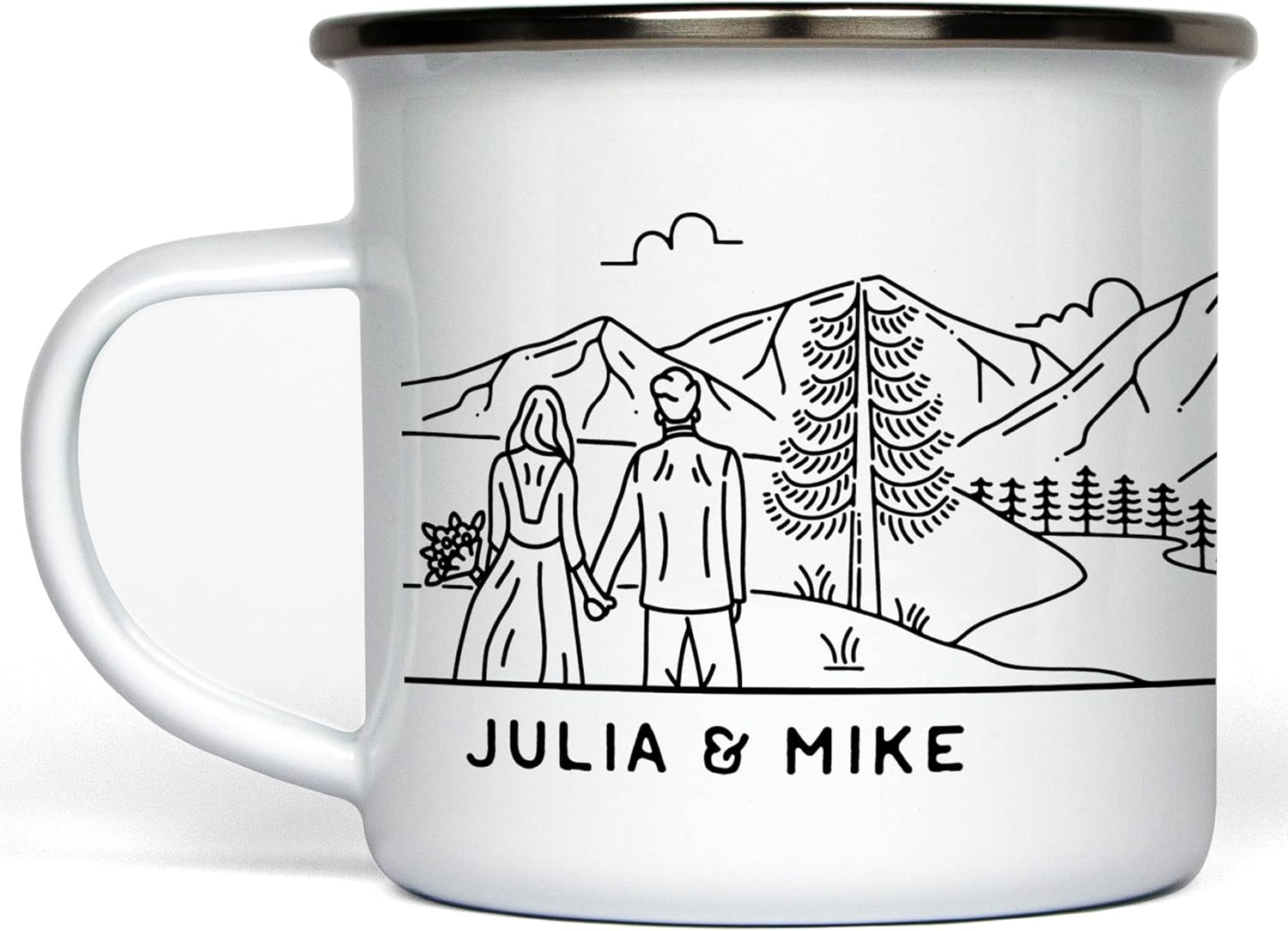 Modish Outdoors Personalized Bride & Groom Enamel Mug