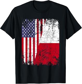 POLISH ROOTS | Half American Flag | USA POLAND FLAG T-Shirt