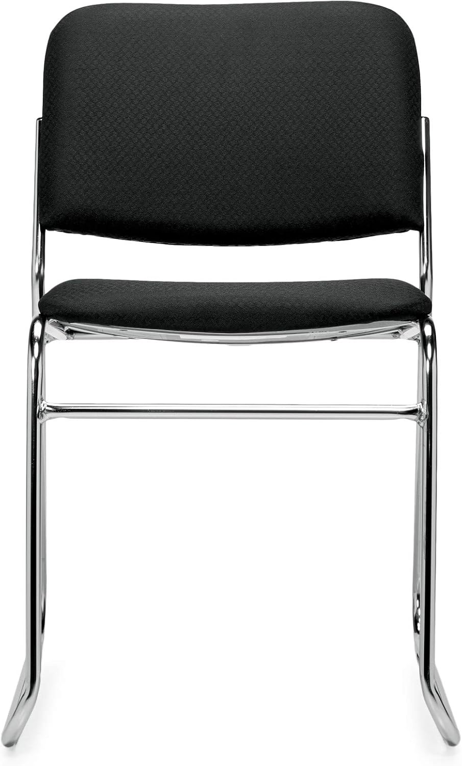 OFFICES TO GO-Stack & Guest Seating-Armless Stack Chair w/tubular chrome frame, can be stacked 13 high w/o dolly - OTG11698 in BLACK