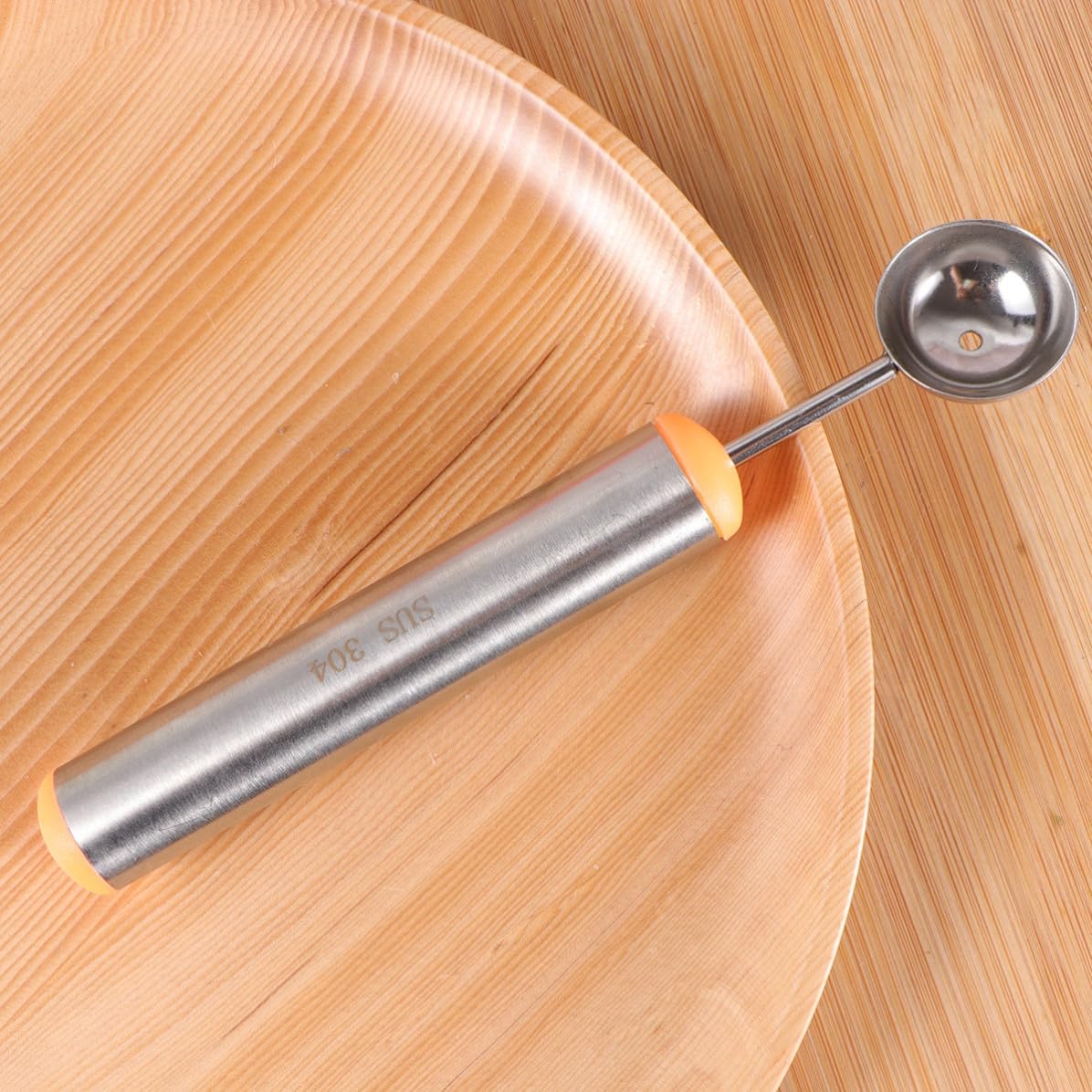 304 Fruit Scooper Stainless Steel with PP Handle for Melon