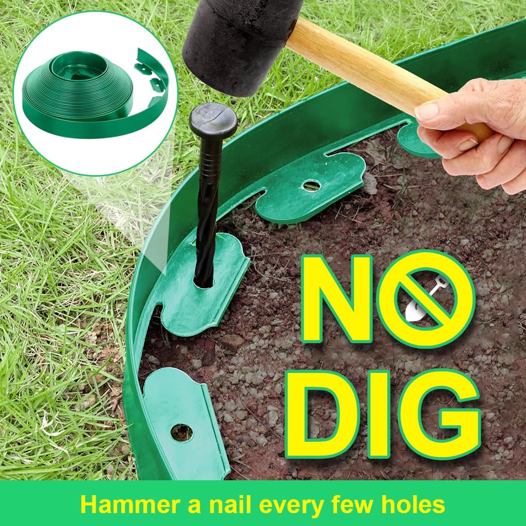 HASTHIP Garden Edging - 32.8ft Border with Nails -4