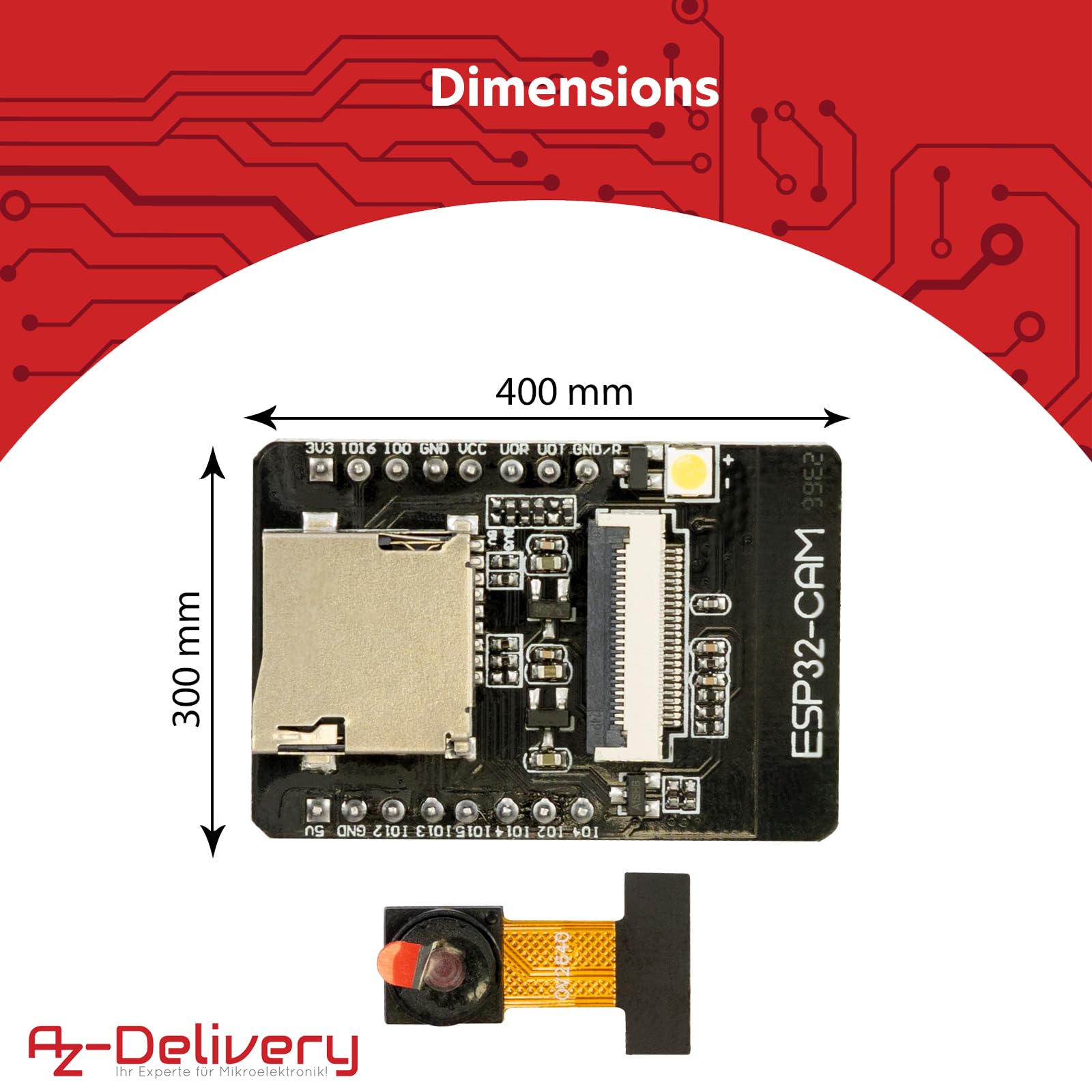 AZDelivery 3 x Modulo ESP32 Cam OV2640 + WIFI Bluetooth ESP32 5V con Dual-Core CPU a 32 bit e con Camera Development Board da 2MP compatibile con Arduino incluso un E-Book!