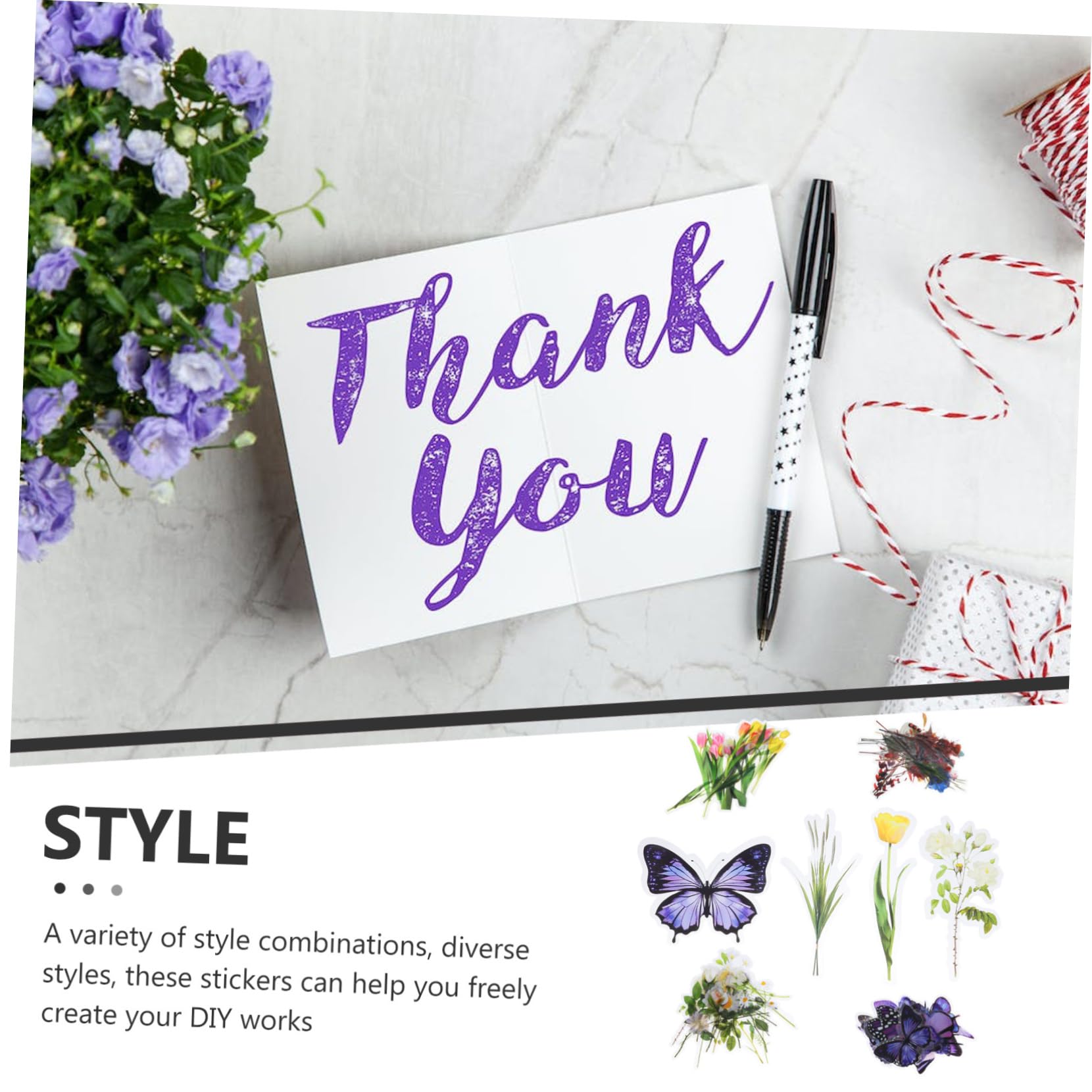 4 Stück Pakete Retro Pflanzen Aufkleber Wasserdichte Pet Blüten Sticker für Scrapbooking Diy Tagebuch Bastelprojekte pro Paket Selbstklebend Kinderfreundlich