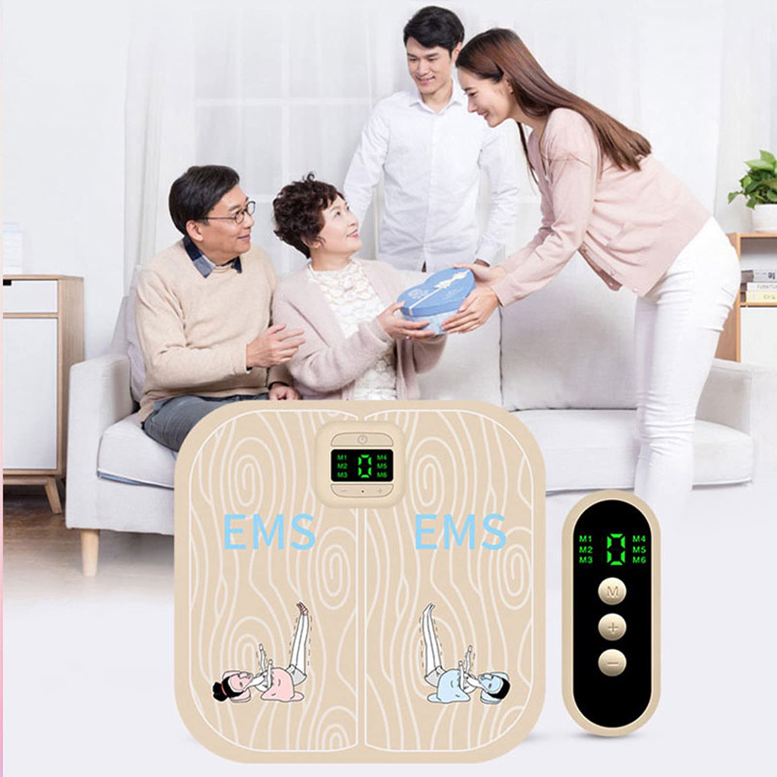 EMS Massaggio dei Piedi/Leg Reshaping Foot Massaggiatore Elettrico per Massaggi favorisce la circolazione sanguigna, Riduce Il Dolore Muscolare,Beige