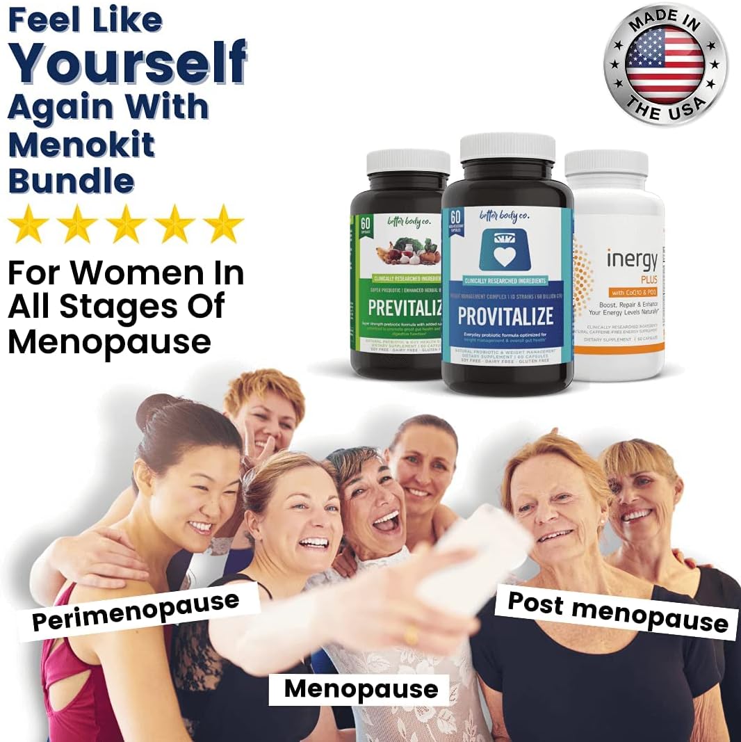 Menokit Bundle | Provitalize, Previtalize and inergyPLUS Bundle - Natural Menopause Probiotic and Prebiotic with a Boost of Energy