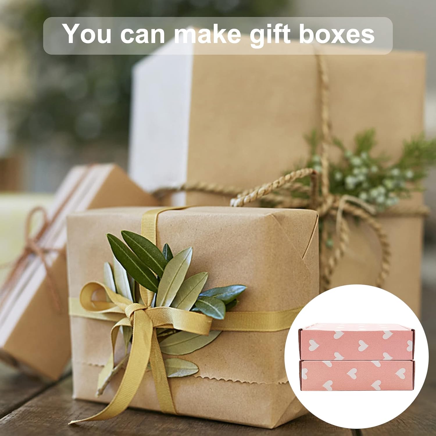 Green Recyclable Cardboard Small Gift Mailer Boxes for Shipping Packaging Craft Mother's Day Gifts Giving Products (Pink, 7.2 x 5.2 x 2 Inch) image 5
