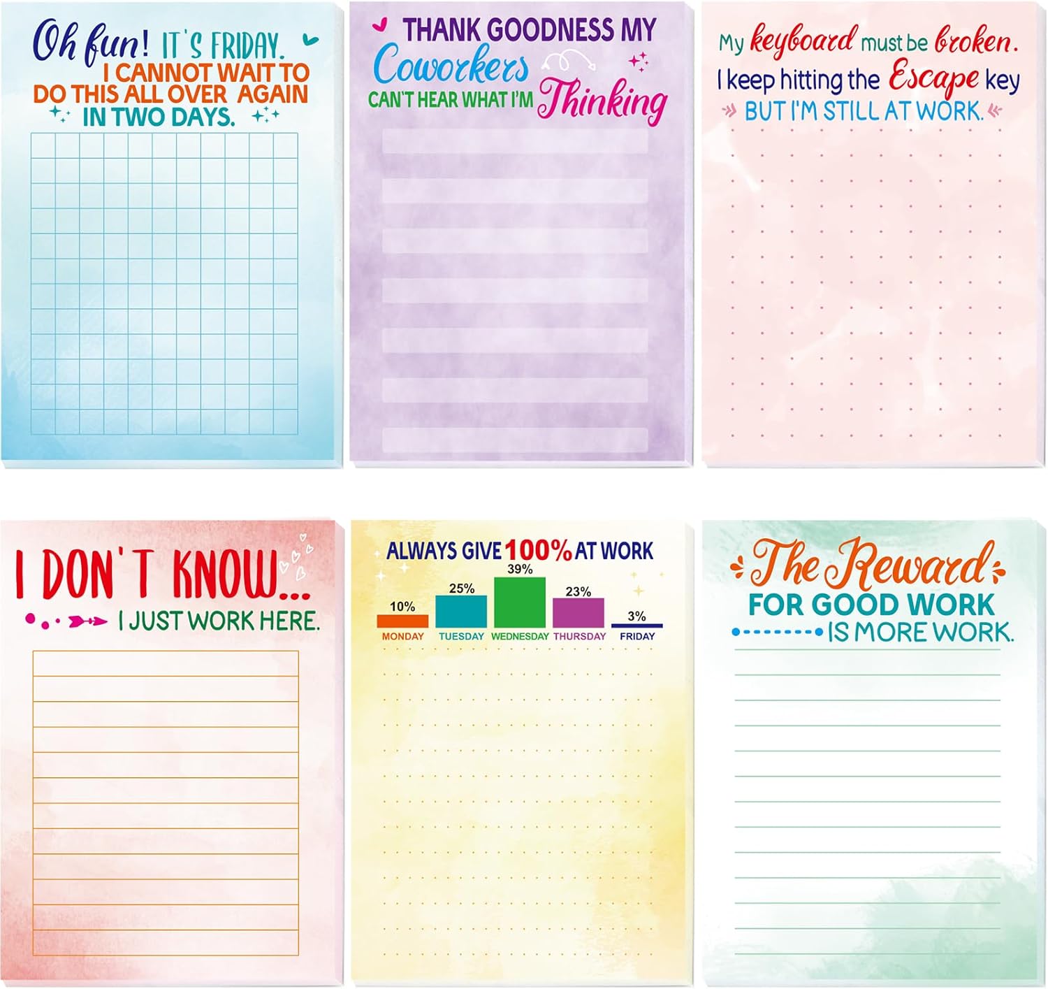 Funny Notepads with Sayings Novelty Memo Pads Christmas Gag Gift for Office Work