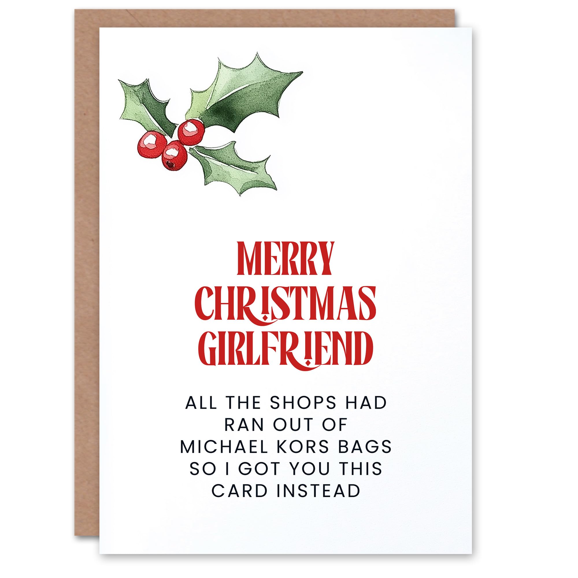 Artery8 Girlfriend Got This Instead Of Designer Bag Funny For Her Woman Christmas Card