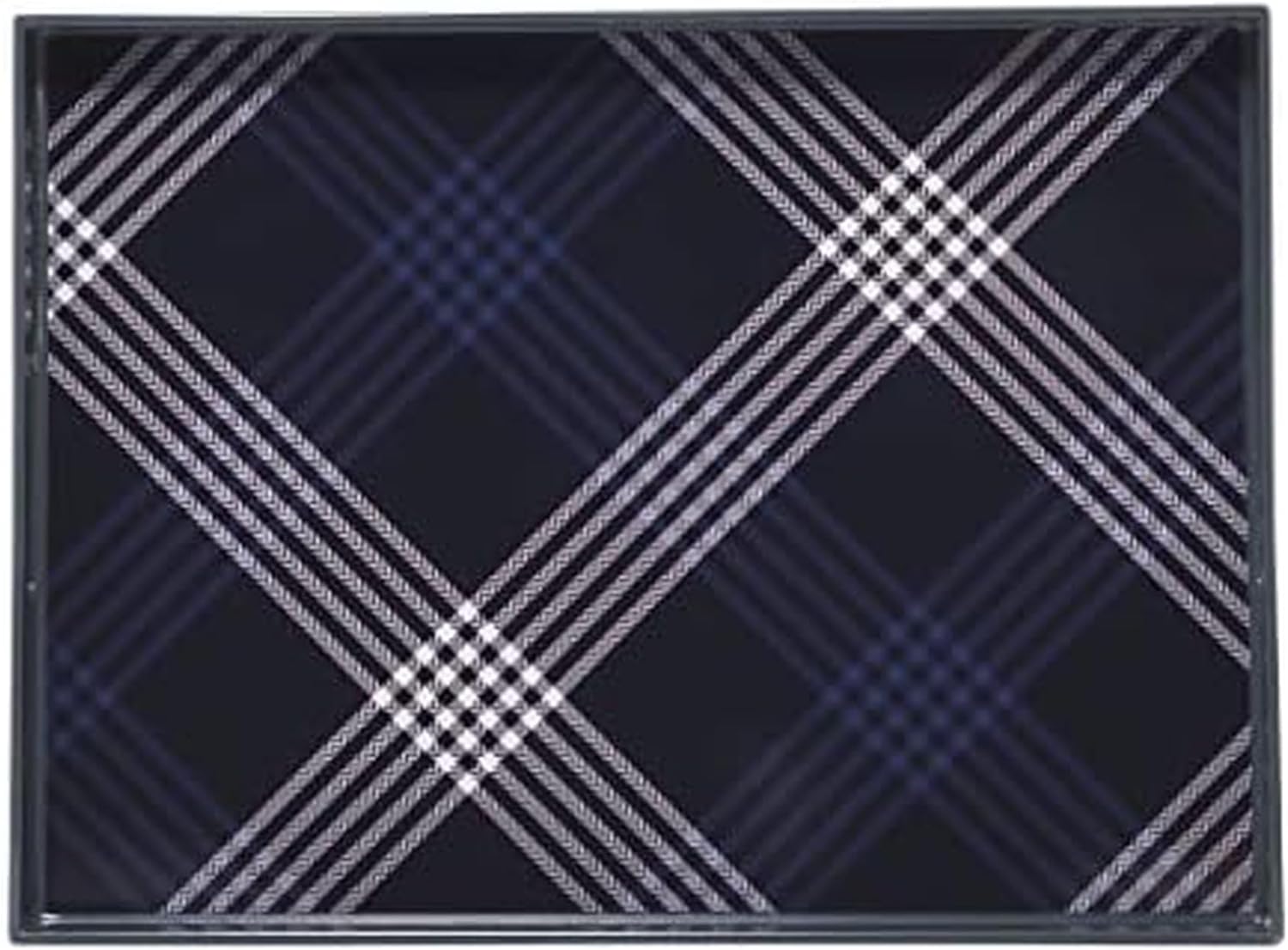 Pfaltzgraff Decorative Plastic Serving Tray with Cut Out Handles, Outdoor Dining, Entertaining, Rectangular, Gray Stripe, 19x14 Inch