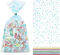 Vista 20 de COQOFA 100 piezas de bolsas de celofán transparentes para regalos con forma de corazón dorado de 17,78 x 30,48 cm, bolsas de fiesta, para caramelos