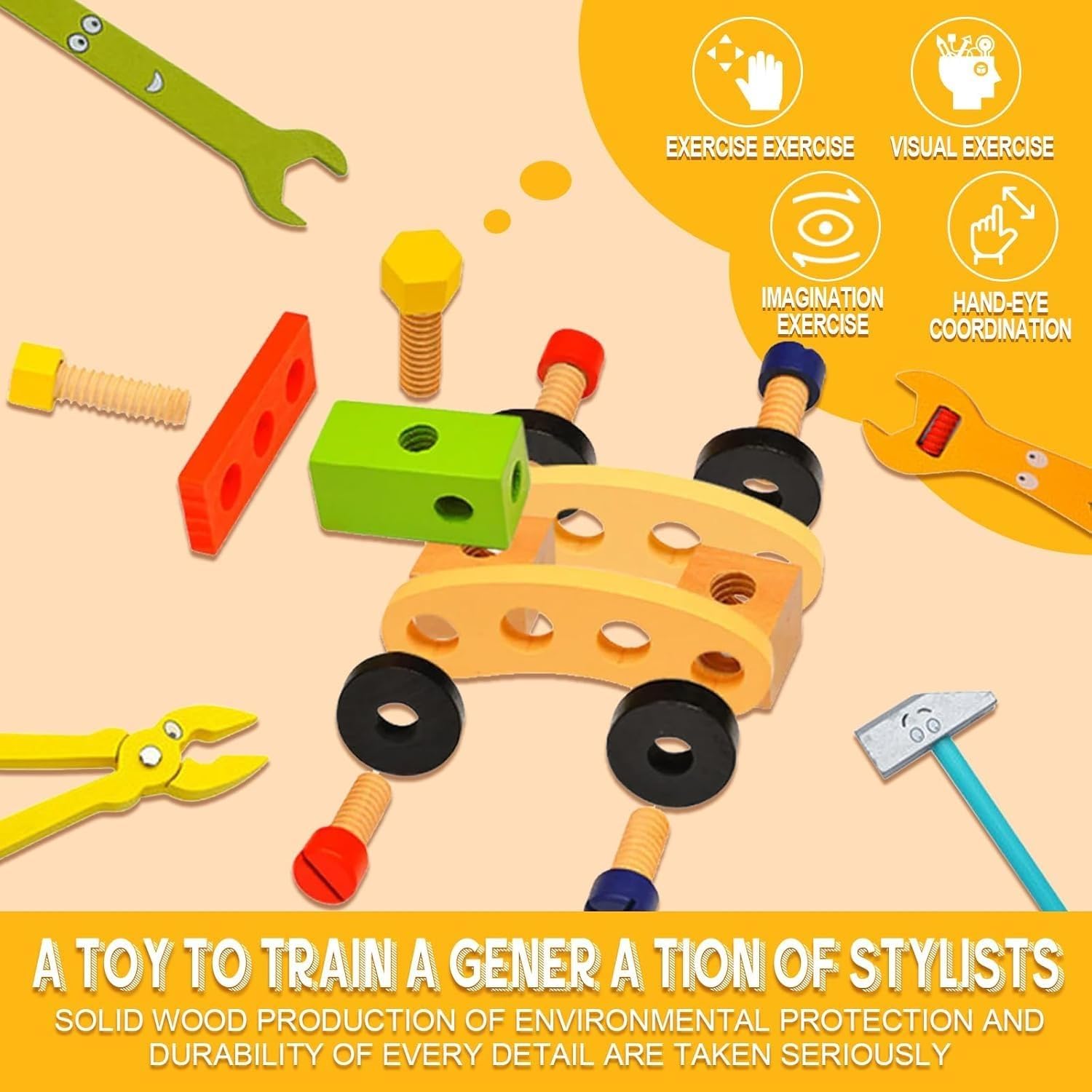 Wudly Construction Toys for Kids - 35-Piece Tool Kit for Kids with Toy Box, Realistic Tools, Educational Playset, Safe Durable Materials, for Boys and Girls Ages 3 and Up - Image 8 thumbnail