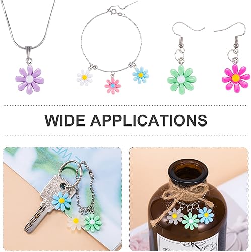 Miniatura 4 de OIIKI 36 dijes de flores de resina para hacer joyas, colgantes de flores para mujer, suministros de joyería de acrílico lindos para collares,