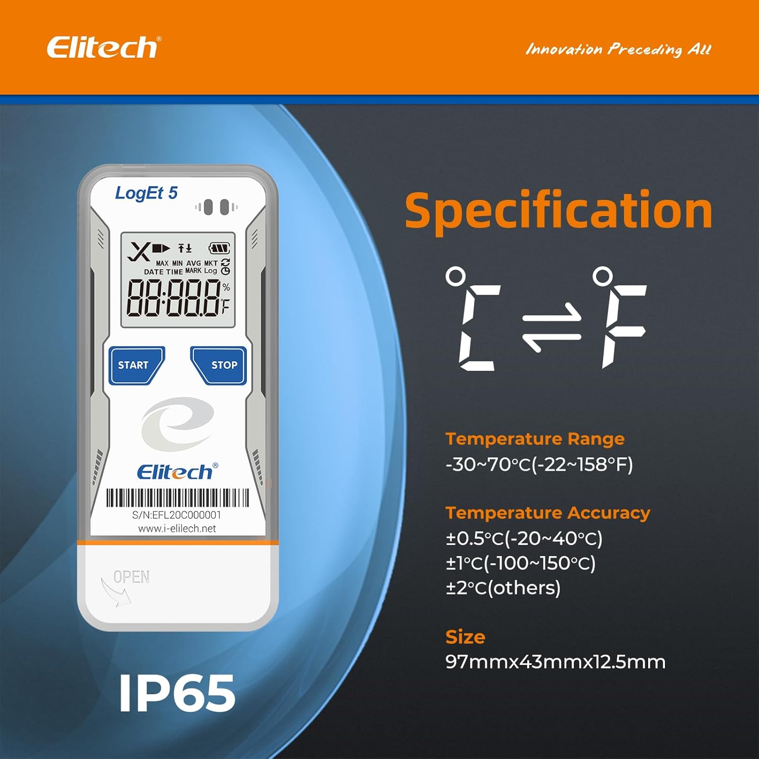 Elitech LogEt5T specifications overview