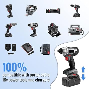 Upgraded 3600mAh PC18B Battery, Replacement for Porter Cable 18V Battery PC18B Compatible with Porter Cable 18V Battery PCC489N PC188 PC18BLX PC18BLEX Cordless Power Tools Batteries