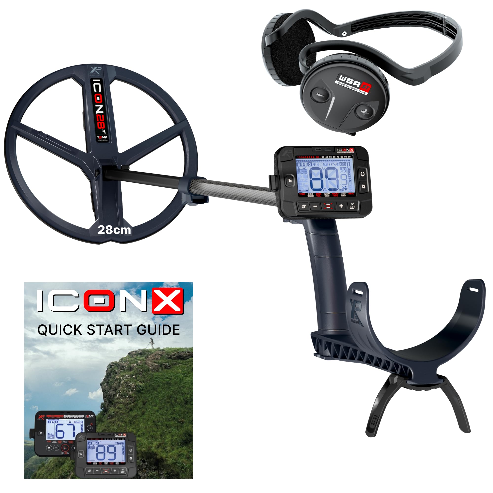 XP Metal Detectors ICONX - Détecteur de Métaux sans Fil Multifréquence, Casque WSAST, Ultra Léger, Étanche 5m, Disque FMF 28 cm, Compatible Univers Deus II (ICONX-28FMFRCWSAST)