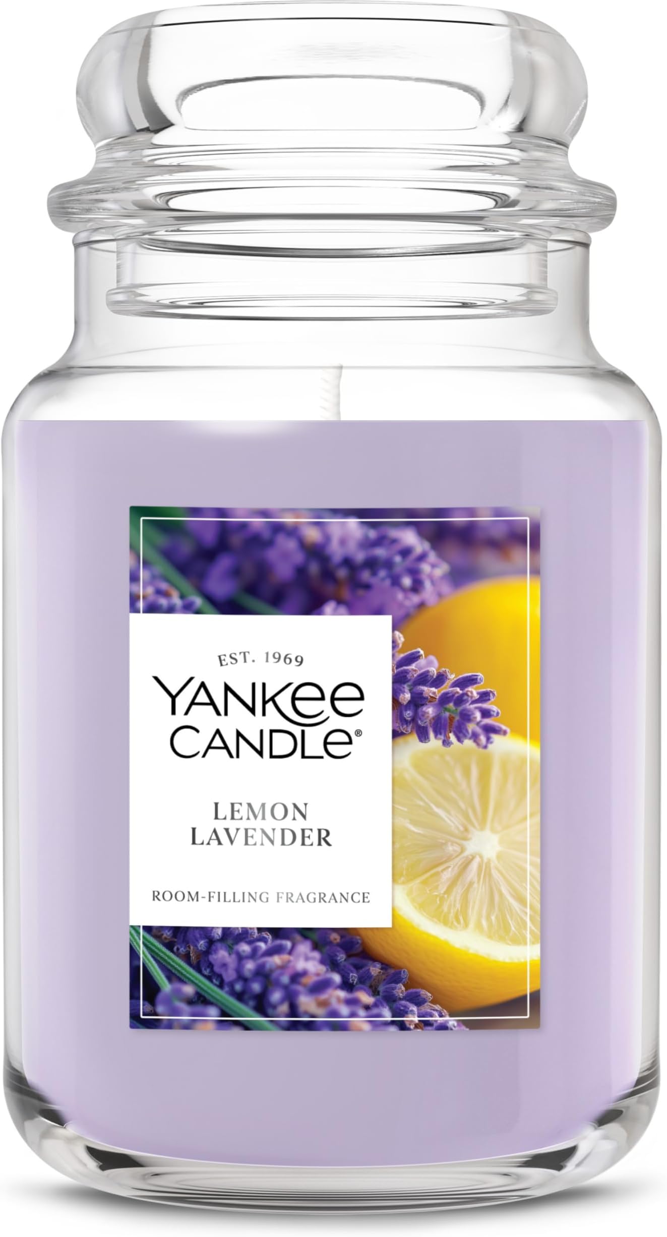 Lemon Lavender Scented Candle, 22oz Large Jar with up to 150 Hour Burn Time, Giftable, Birthdays