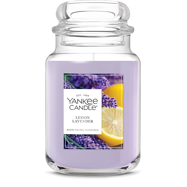 Yankee Candle Lemon Lavender, Scented Candle, 22oz Large Jar with up to 150 Hour Burn Time, Giftable, Birthdays