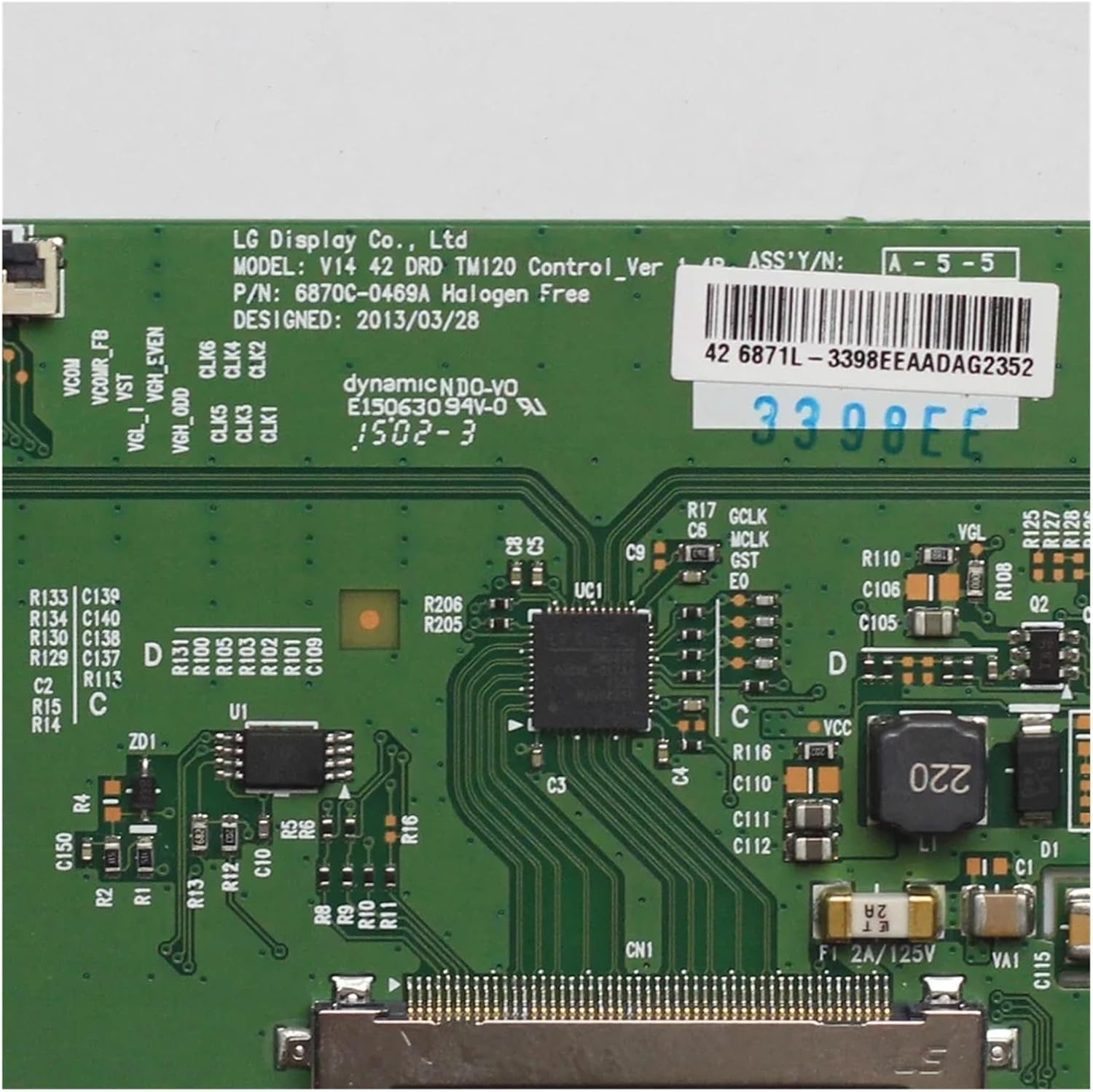 Close-up of the label on the Tcon 6870C Logic Board, showing model number 6870C-0469A and other identifying marks.