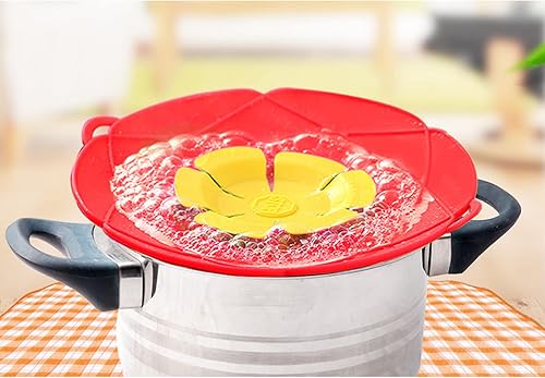 Miniatura 5 de Sscon Tapón antiderrames de 10 pulgadas, tapa antiderrames para sartenes, ollas, color rojo